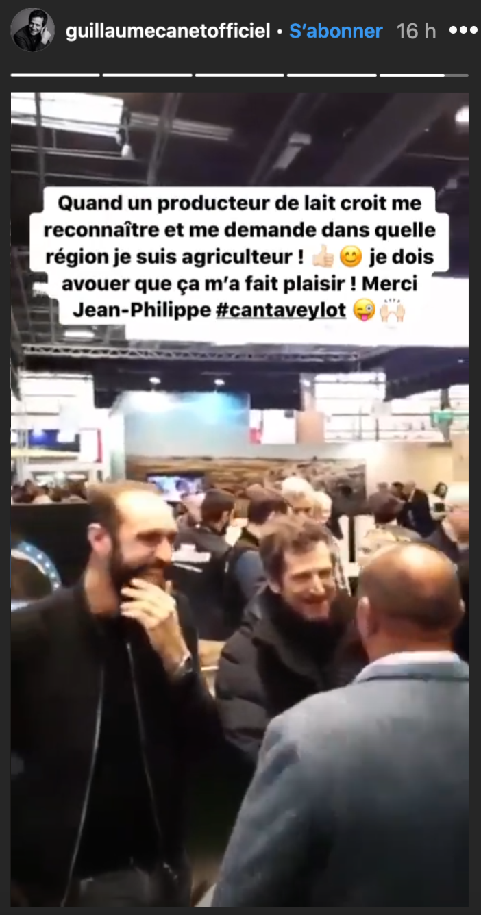 Les stories de Guillaume Canet au Salon de l'Agriculture. © Instagram Guillaume Canet