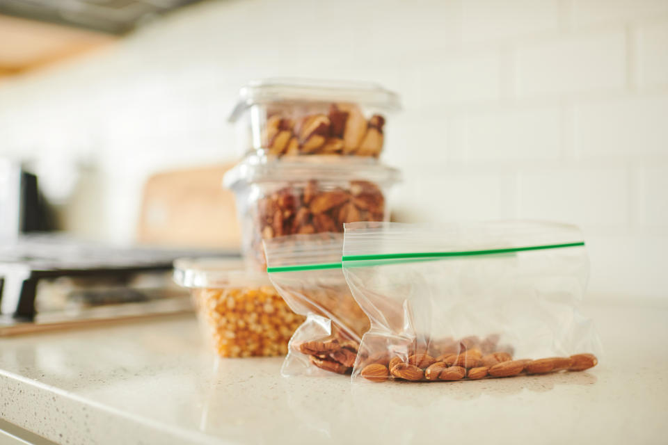 Ziploc bags filled with snacks