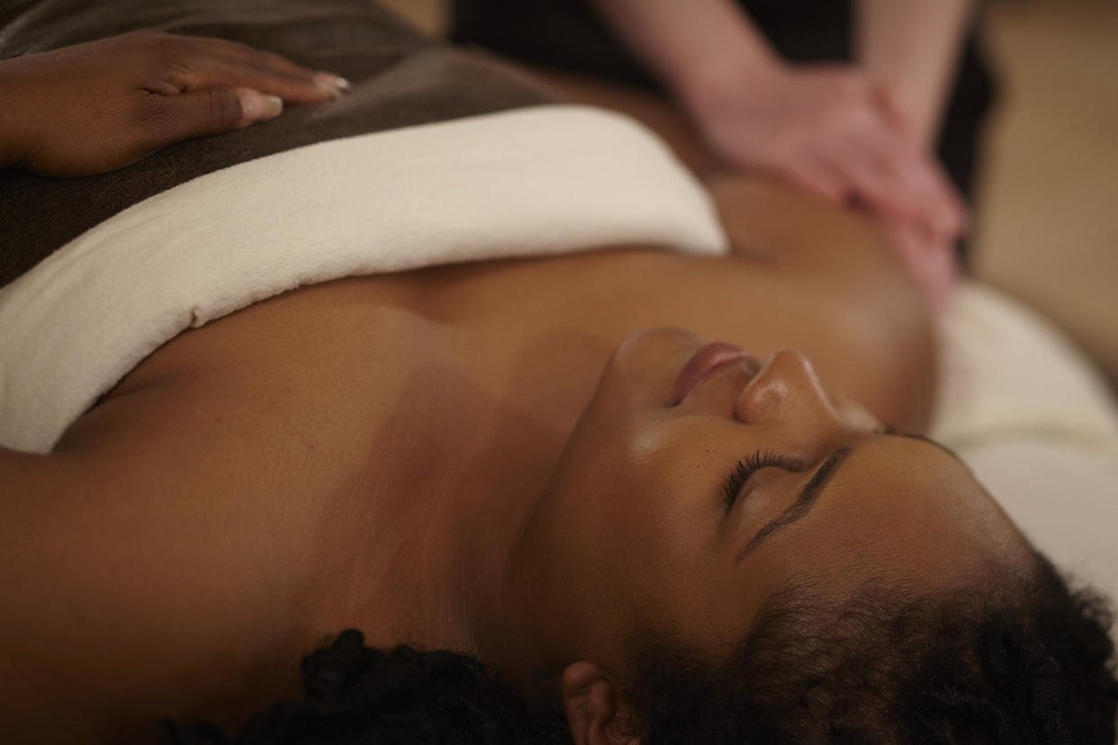 A client receives a massage at Ste. Anne’s Spa. (Supplied)