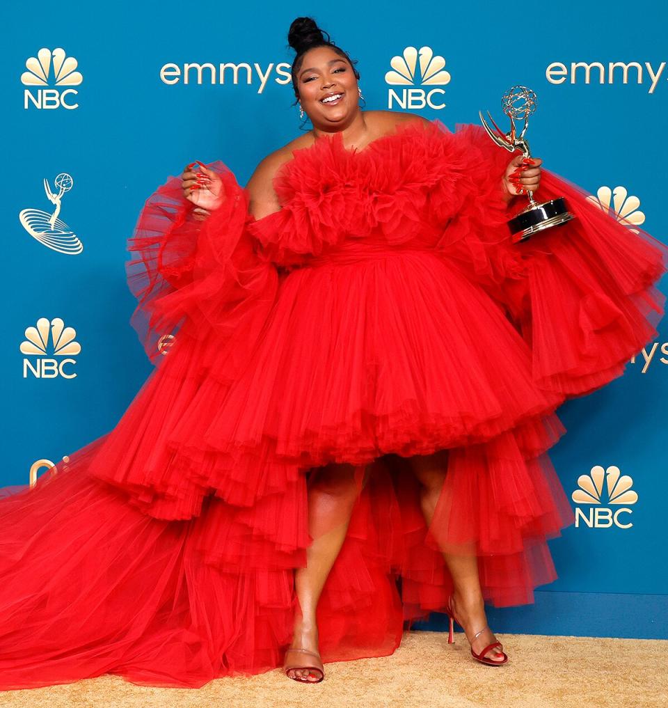 Lizzo, winner of the Outstanding Competition Program award for ‘Lizzo's Watch Out for the Big Grrrls,’ poses in the press room during the 74th Primetime Emmys at Microsoft Theater on September 12, 2022 in Los Angeles, California.