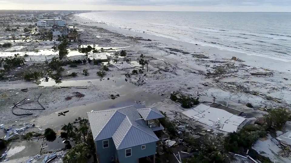 In this image made from video and provided by SevereStudios.com, damage from Hurricane Michael is seen in Mexico Beach