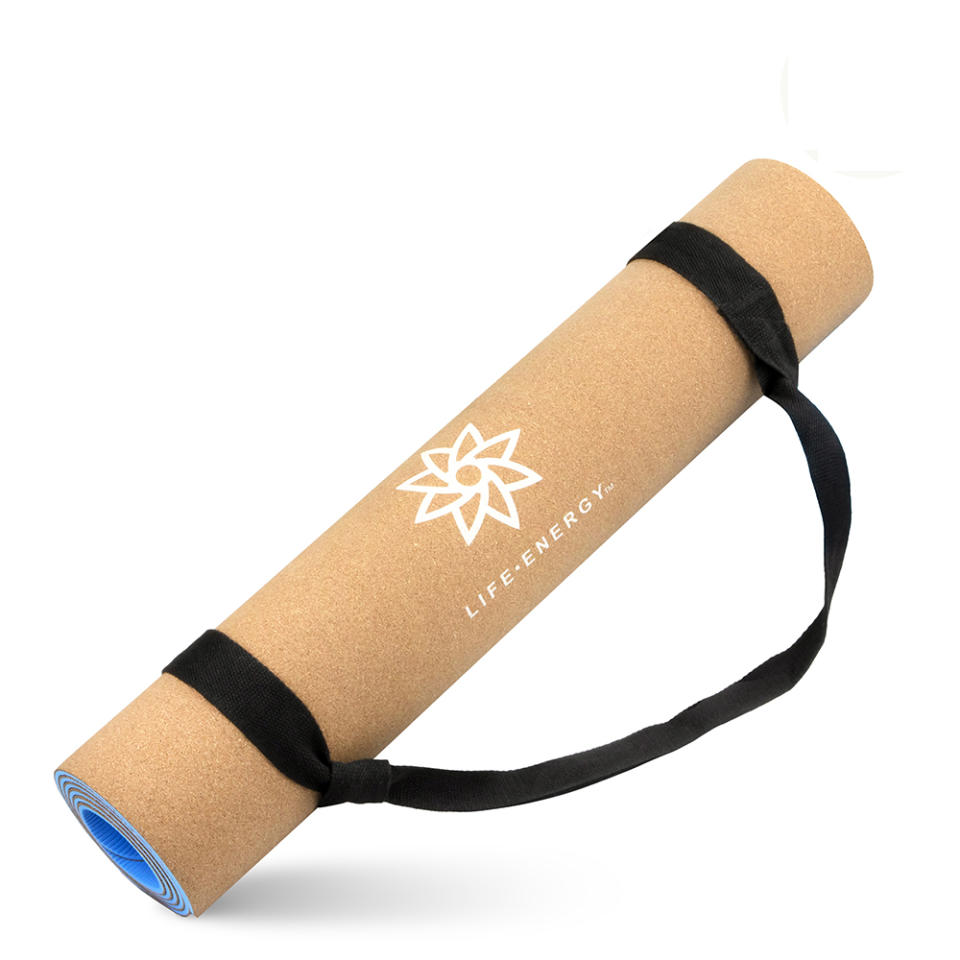 Life Energy 5mm EkoSmart Cork Yoga Mat With Yoga Strap