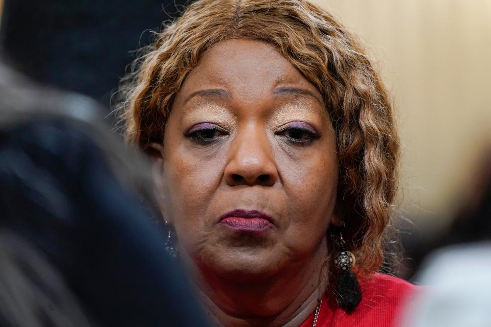 Ruby Freeman, mother of Wandrea "Shaye" Moss, a former Georgia election worker, listens as the House select committee investigating the Jan. 6 attack on the U.S. Capitol continues to reveal its findings of a year-long investigation, at the Capitol in Washington on June 21, 2022. Freeman, a former Georgia election worker suing Rudy Giuliani over false claims he spread about her and her daughter in 2020, cried on the witness stand on Dec. 13, 2023, as she described fleeing her home after she endured racist threats and strangers banging on her door.