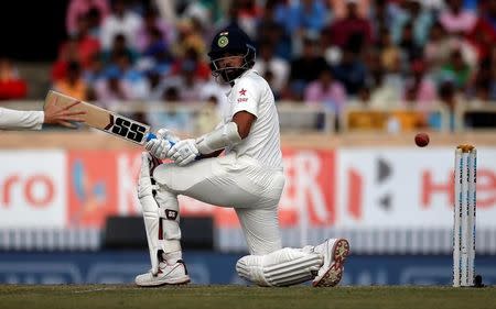 Cricket - India v Australia - Third Test cricket match - Jharkhand State Cricket Association Stadium, Ranchi, India - 17/03/17 - India's Murali Vijay plays a shot. REUTERS/Adnan Abidi