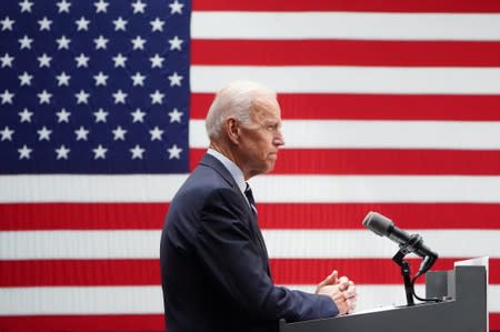 Democratic 2020 U.S. presidential candidate and former Vice President Joe Biden speaks at The Graduate Center of CUNY in the Manhattan borough of New York