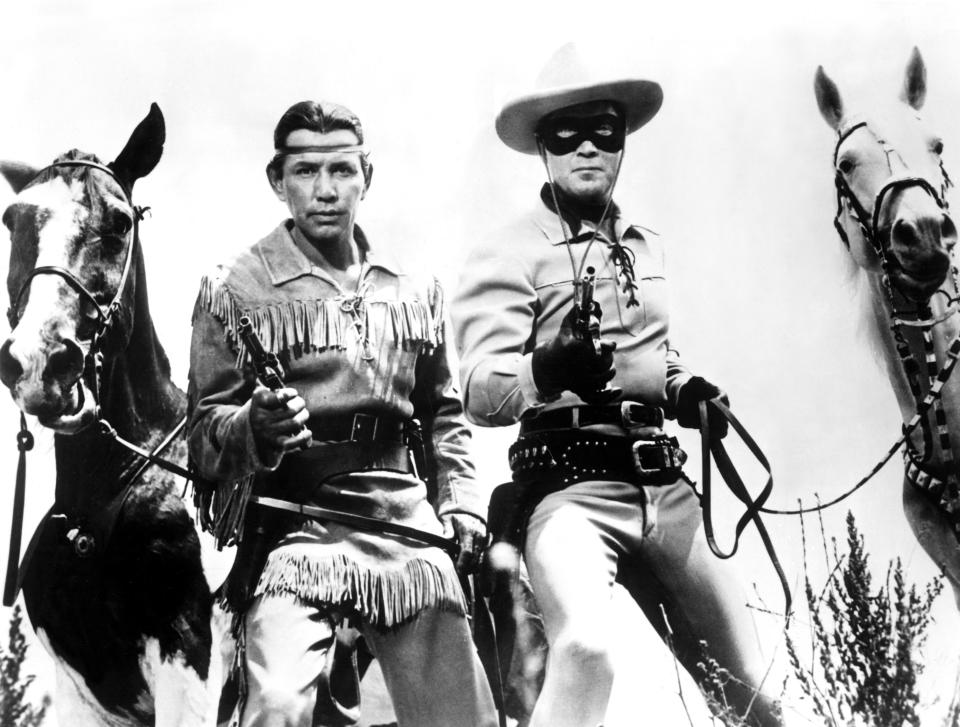 Jay Silverheels as Tonto and Clayton Moore as the Lone Ranger on the 1950s TV version of 'The Lone Ranger' (Photo: Courtesy Everett Collection)