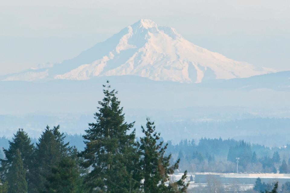 Mount Hood is seen Jan. 16 during the winter snow and ice storm. Snow is forecast over the next few day in higher elevations, with the heaviest snowfall and worst driving conditions in the Government Camp and Mount Hood area, Santiam Pass, Willamette Pass and into the southern Oregon Cascades.