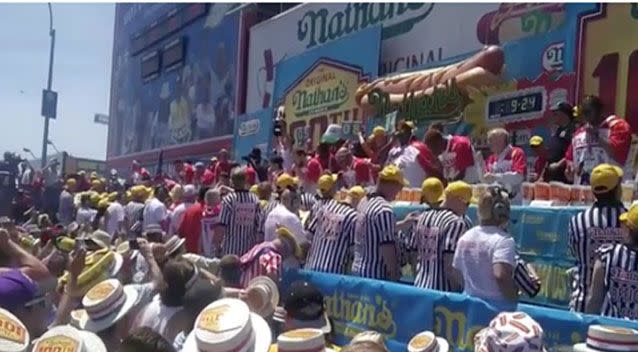 The Nathan's Hot Dog eating contest. Source: Techcreecher/Instagram