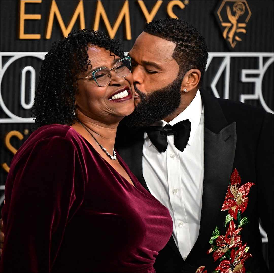  Screenshot from 2024 emmys of a woman holding up a no time sign. 