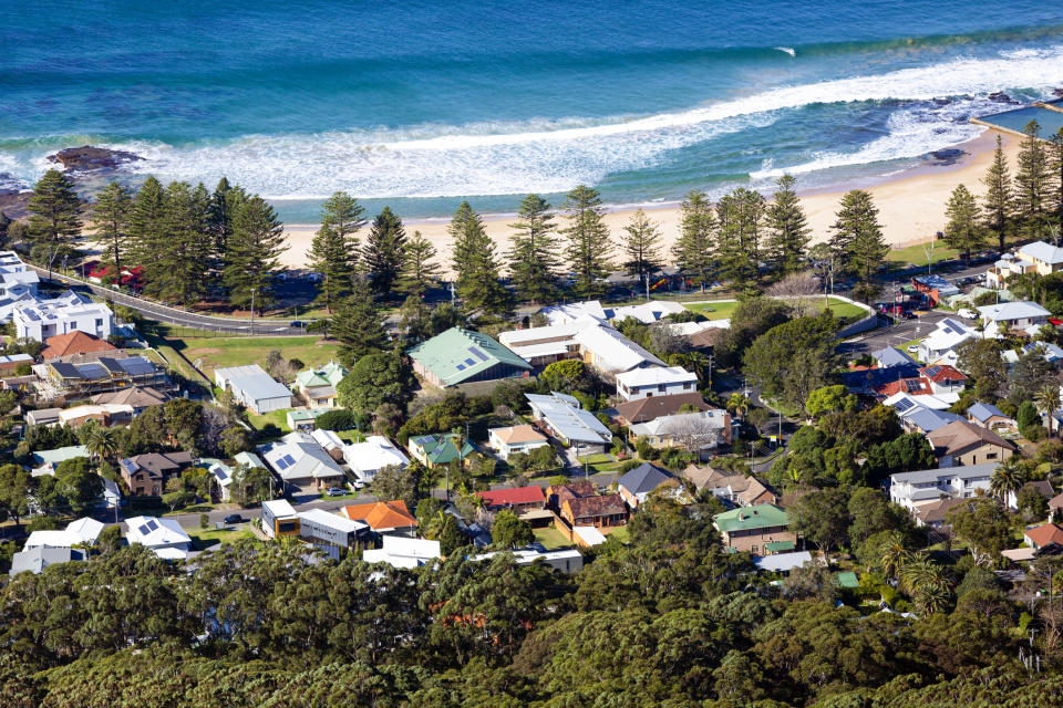 Pictured: Australian houses on coast line. Image: Getty