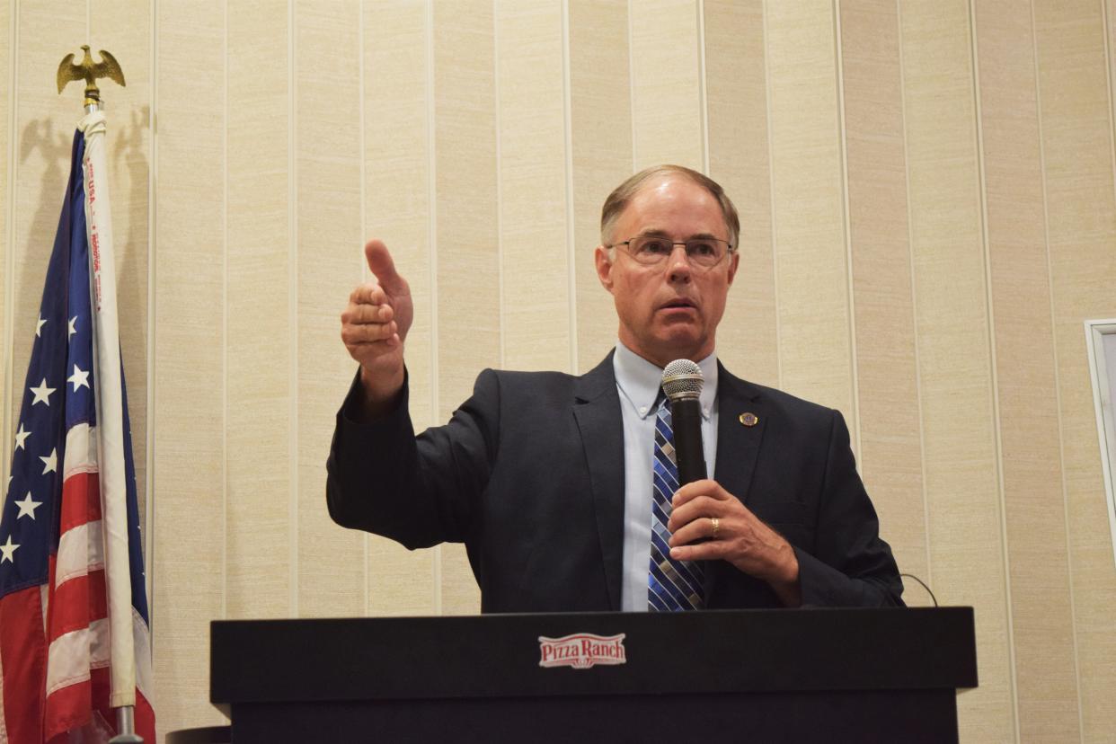 South Dakota Public Utilities Commission chair Chris Nelson visited a Minnehaha County Republicans meeting at Pizza Ranch on 41st Street in Sioux Falls to campaign for his re-election. Photo taken on Wednesday, August 3, 2022.