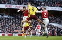 Football Soccer - Arsenal v Burnley - FA Cup Fourth Round - Emirates Stadium - 30/1/16 Sam Vokes scores the first goal for Burnley Action Images via Reuters / John Sibley Livepic EDITORIAL USE ONLY. No use with unauthorized audio, video, data, fixture lists, club/league logos or "live" services. Online in-match use limited to 45 images, no video emulation. No use in betting, games or single club/league/player publications. Please contact your account representative for further details.