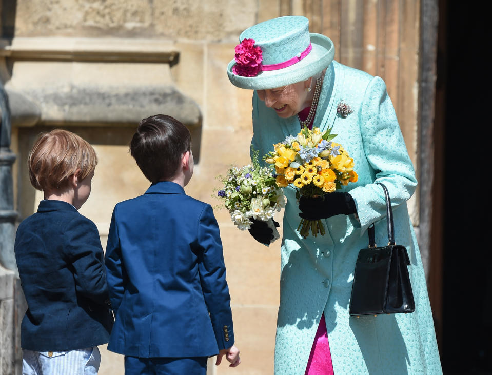 The royal family celebrates Easter Sunday on the Queen's 93rd birthday with a church service and a birthday song.