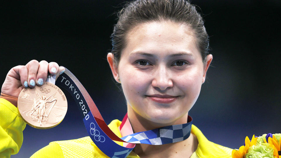 Pictured here, Melissa Wu won diving bronze for Australia in the women's 10m platform. 