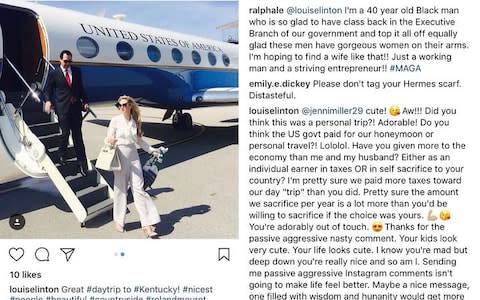 Louise Linton’s Instagram post from August. (Photo: Instagram)