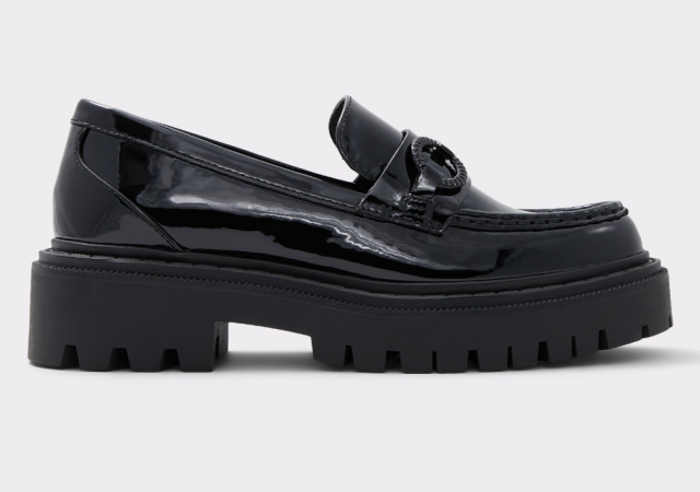 Maysie Black Patent Flatform Loafers