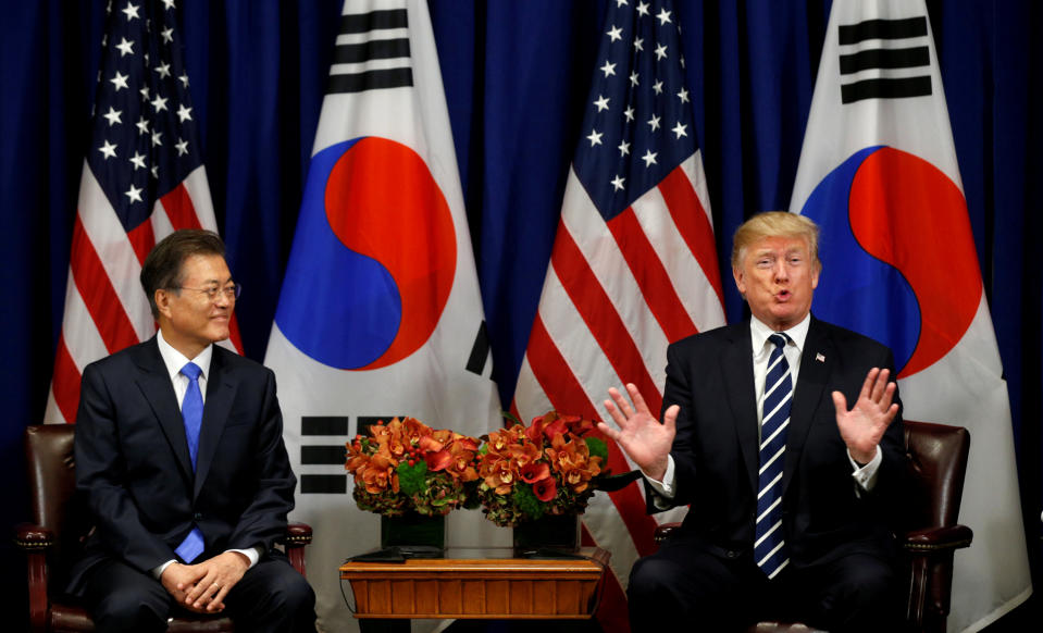 Donald Trump und Südkoreas Präsident Moon Jae-in sprachen über den Konflikt mit Nordkorea. (Bild: Reuters)