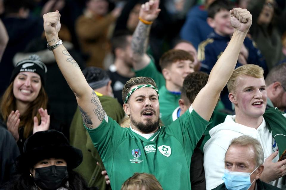 Ireland were backed by a capacity crowd at the Aviva Stadium in Dublin for the first time since February 2020 (Niall Carson/PA (PA Wire)