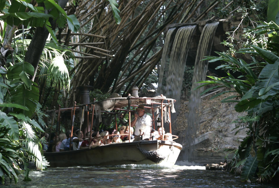 (088636.ME.Disney.DOK)The guns are back on the Jungle Cruise. And the famous teacups are spinning again. In what seems to be a rolereversing position on political correctness, park officials say they are returning the magic to Disneyland, which next year celebrates its 50th birthday. No word yet whether the wenches in Pirates of the Caribbean will be back.  (Photo by Don Kelsen/Los Angeles Times via Getty Images)