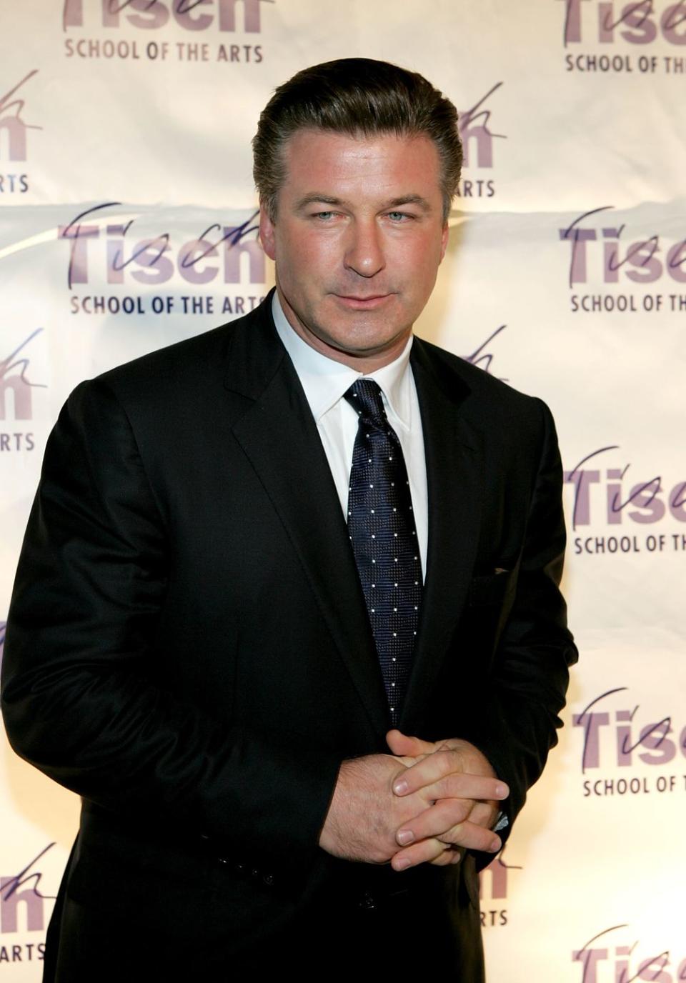 <p>Alec Baldwin wore his dark brown hair in his typical slicked back fashion for the Tisch School of the Arts Annual Gala in 2006. </p>