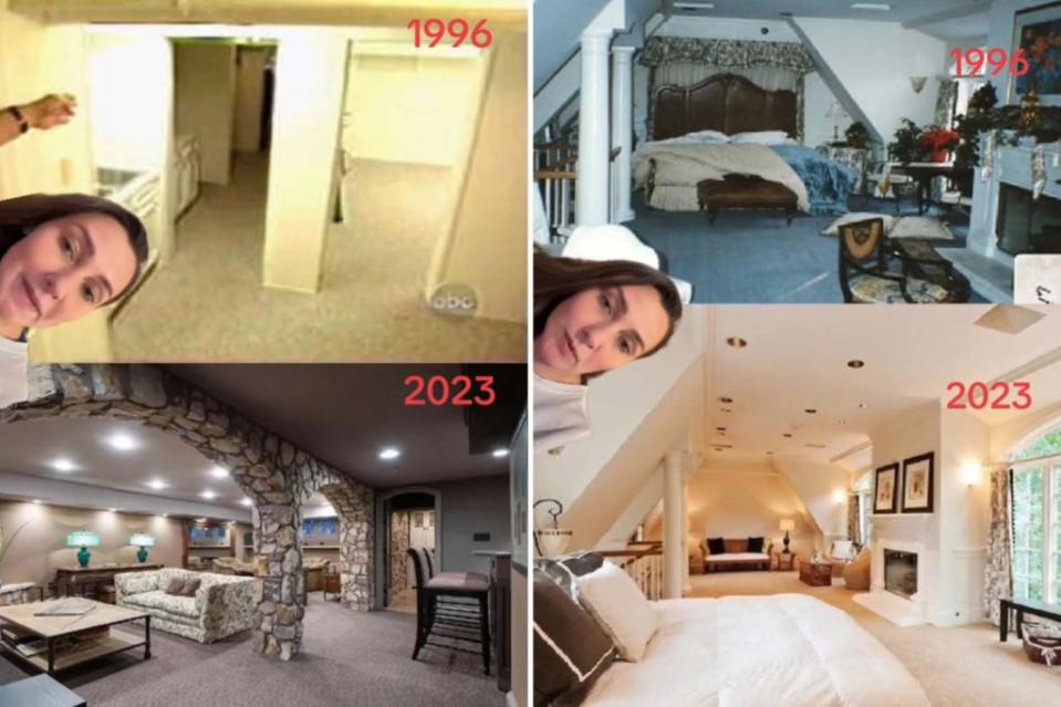 Before and after photos of the basement and the primary bedroom, as profiled in the recent TikTok video. TikTok/zillowtastrophes