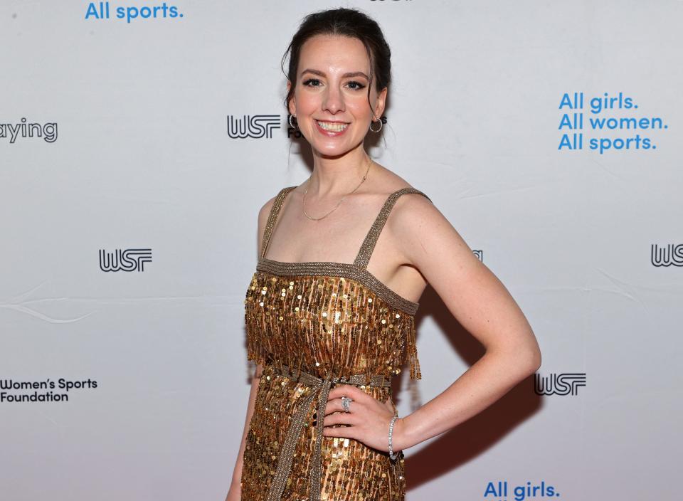 Sarah Hughes, seen here at the Women’s Sports Foundation’s Annual Salute to Women in Sports in 2021. (Jamie McCarthy/Getty Images for Women's Sports Foundation)