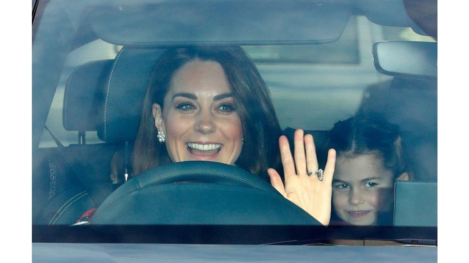 Kate driving to Buckingham Palace in 2019 for the late Queen's Christmas lunch