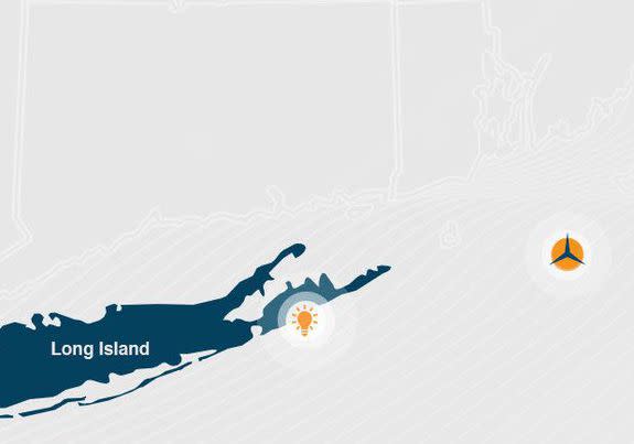 Deepwater Wind's proposed 90-megawatt offshore wind farm near South Fork, Long Island.