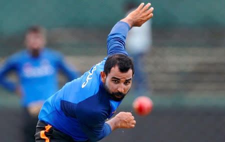 Cricket - Sri Lanka v India - India Team Practice Session - Colombo, Sri Lanka - August 1, 2017 - India's Mohammed Shami bowls ahead of their second test match. REUTERS/Dinuka Liyanawatte/Files