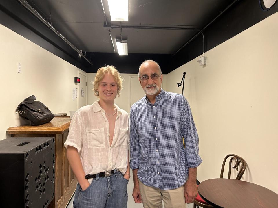 St. Mary Catholic Central High School senior Jacob Smith (left) is shown with actor Amir M. Korangy, one of the instructors at the Summer Intensive Program offered by the American Academy of Dramatic Arts.