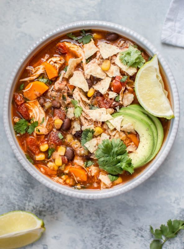 <p>Salt and Lavender</p><p>This Mexican-inspired chicken soup is fresh, tangy, and comforting. Set it and forget it, and you'll come back home to a wonderful healthy homemade soup!</p><p><strong>Get the recipe: <a href="https://www.saltandlavender.com/crockpot-mexican-chicken-soup/" rel="nofollow noopener" target="_blank" data-ylk="slk:Crock Pot Mexican Chicken Soup;elm:context_link;itc:0;sec:content-canvas" class="link rapid-noclick-resp">Crock Pot Mexican Chicken Soup</a></strong></p><p><strong>Related: <a href="https://parade.com/recipes/salsa-chicken-crockpot" rel="nofollow noopener" target="_blank" data-ylk="slk:Crock Pot Salsa Chicken;elm:context_link;itc:0;sec:content-canvas" class="link rapid-noclick-resp">Crock Pot Salsa Chicken</a></strong></p>