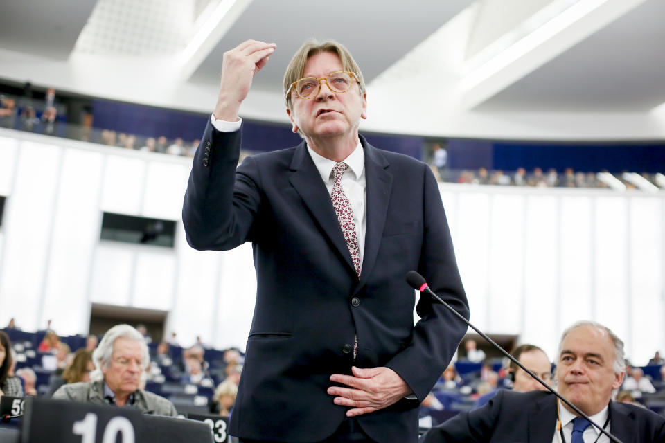 Guy Verhofstadt called for an EU army during a debate with French President Emmanuel Macron (European Parliament)