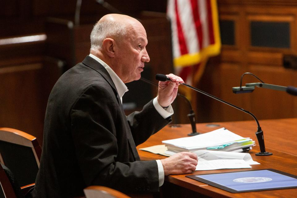 City Finance Director Bobby Arnold speaks about the property tax reappraisal during a city council meeting on August 2, 2022, in Jackson, TN.