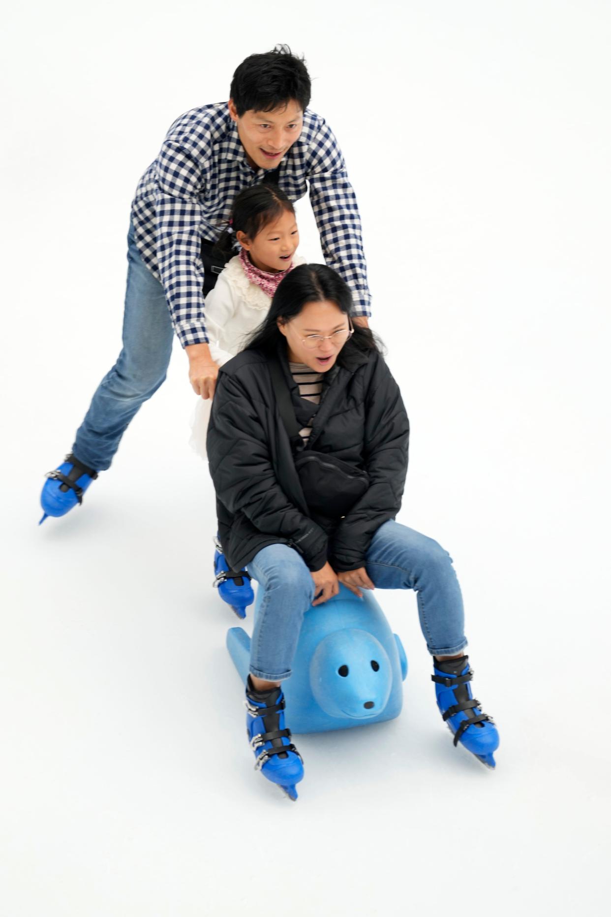 People are shown on the ice skating rink inside American Dream, in East Rutherford, Thursday, November 9, 2023.