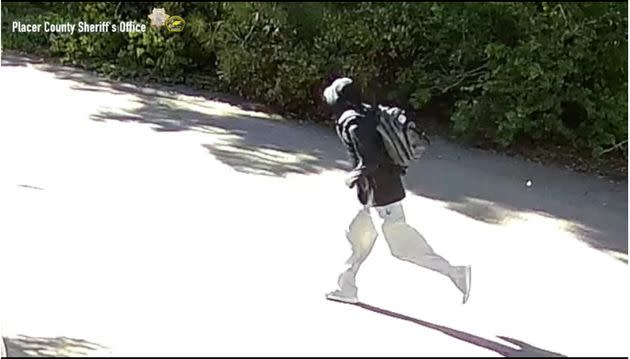 Video released by authorities show the suspected killer running from the home in North Lake Tahoe.