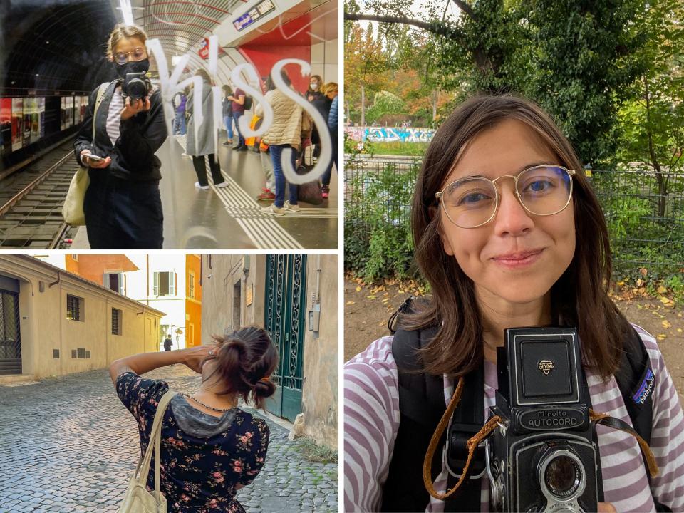 The author uses her cameras in Europe.