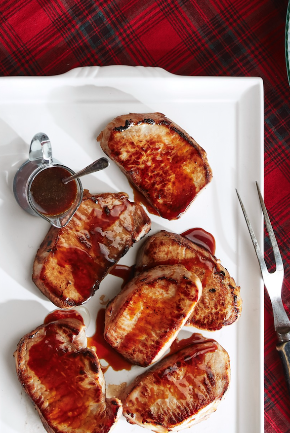 Pork Chops with Bourbon-Molasses Glaze