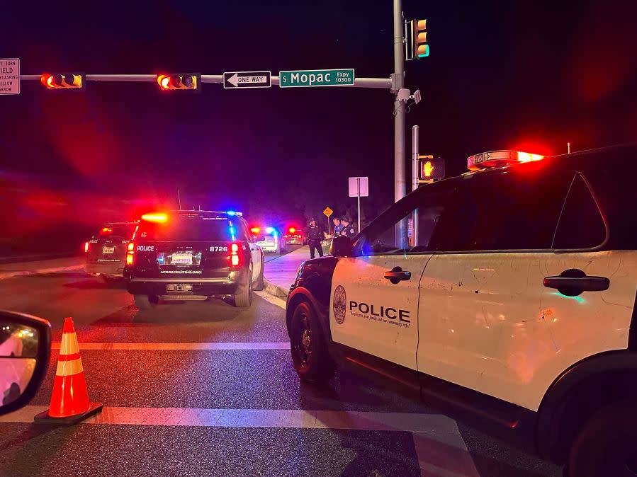 Austin police on the scene of an officer-involved shooting in southwest Austin on Dec. 5, 2023. (KXAN Photo/Brianna Hollis)