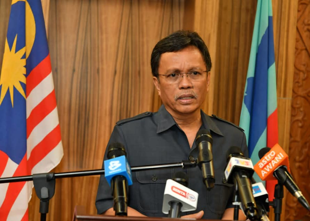 Sabah Chief Minister Datuk Seri Shafie Apdal speaks to the media March 30, 2020. — Picture courtesy of the Sabah Chief Minister’s Dept