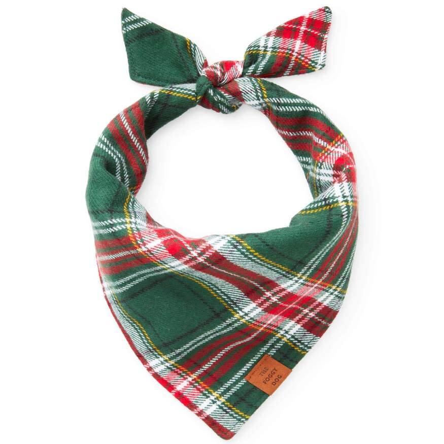 holly jolly plaid flannel dog bandana