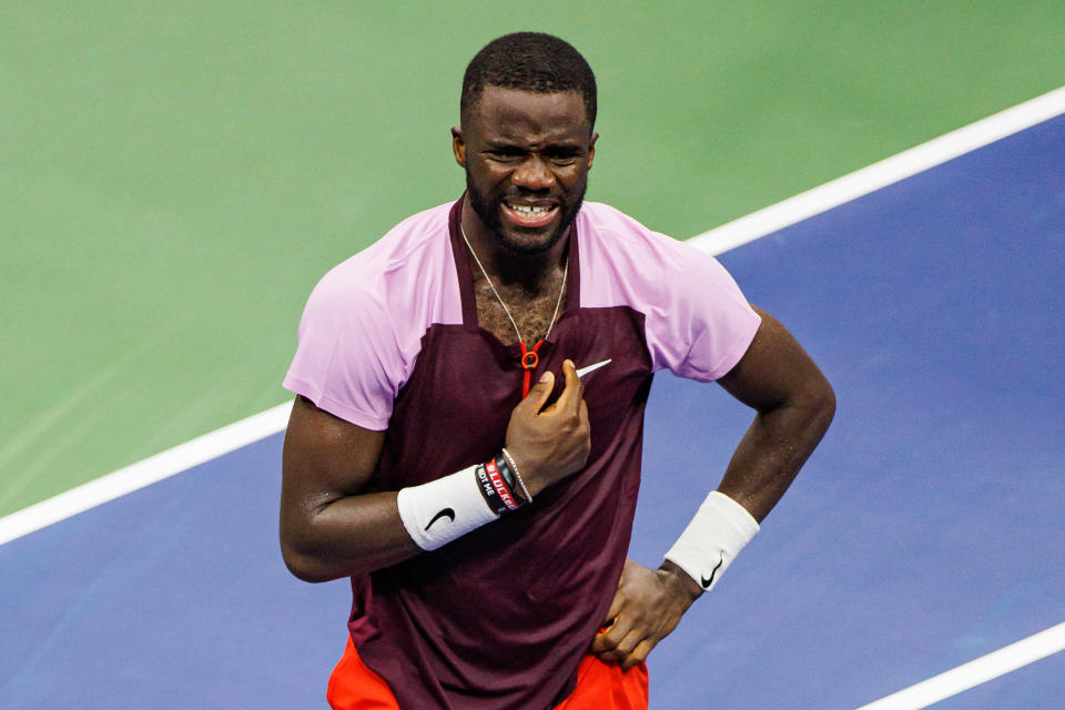 Frances Tiafoe, pictured here celebrating after his win over Rafa Nadal at the US Open.