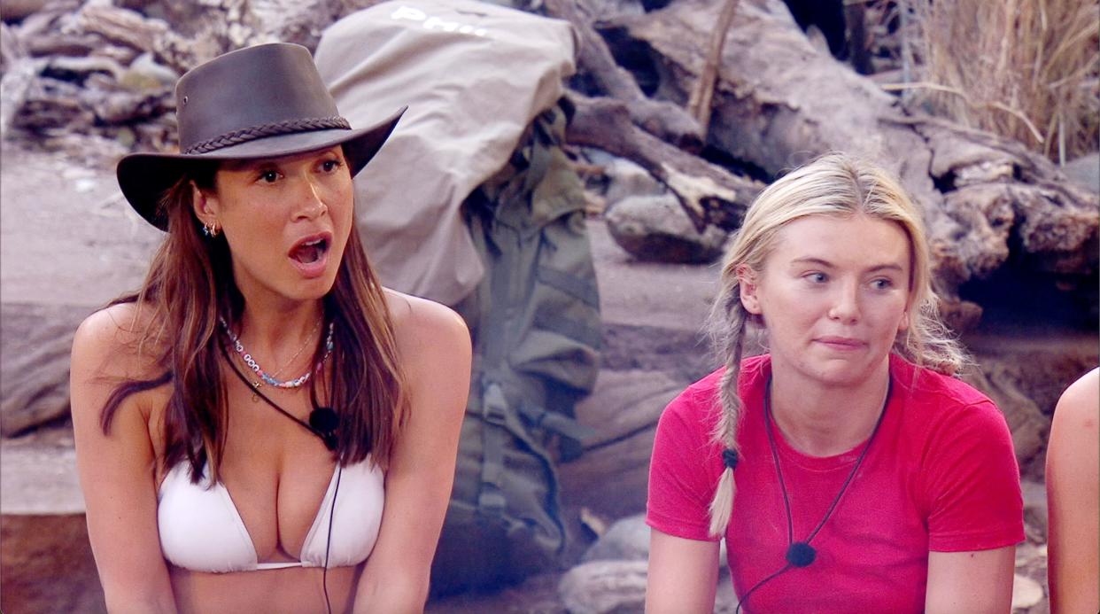 Myleene Klass and Georgia Toffolo were shocked when more contraband is discovered in camp on I'm A Celebrity... South Africa. (Shutterstock/ITV)