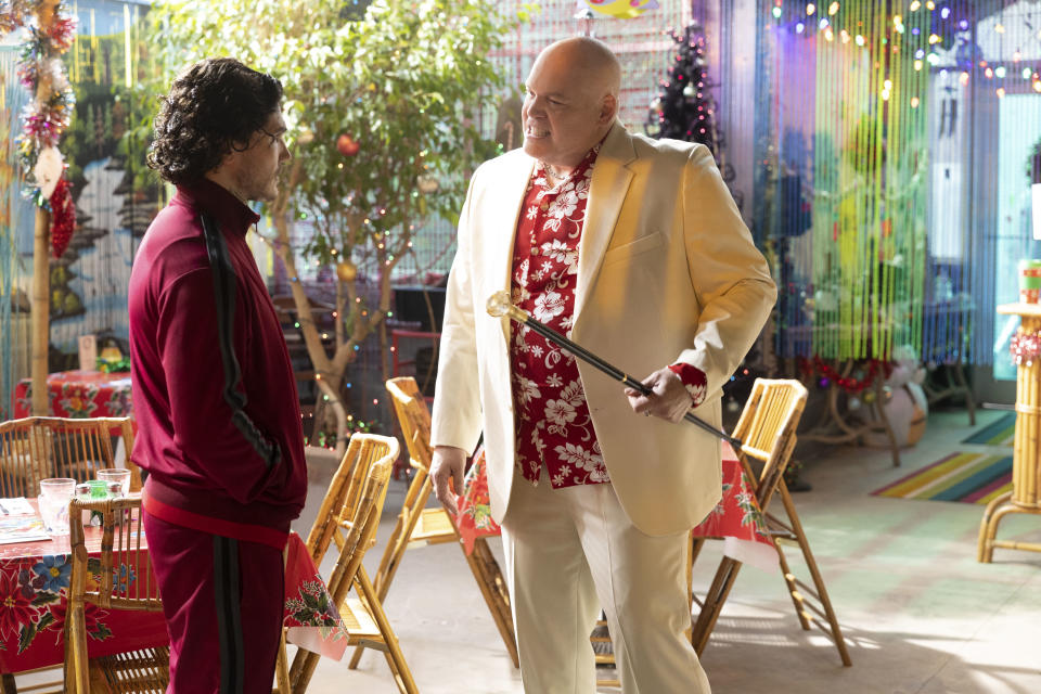 Fra Fee as Kazi and Vincent D'Onofrio as Wilson Fisk/Kingpin in Marvel Studios' HAWKEYE. (Photo by Chuck Zlotnick)