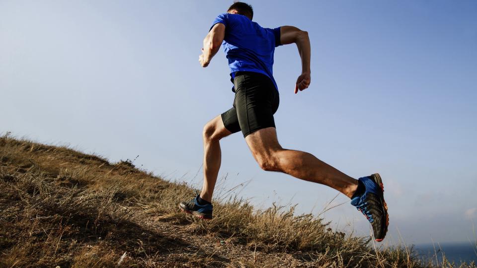 Man running uphill