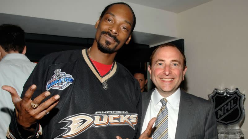 <p>Snoop Dogg is Anaheim’s biggest celebrity fan, but he’s been missing in action so far this postseason. (John M. Heller/Getty) </p>