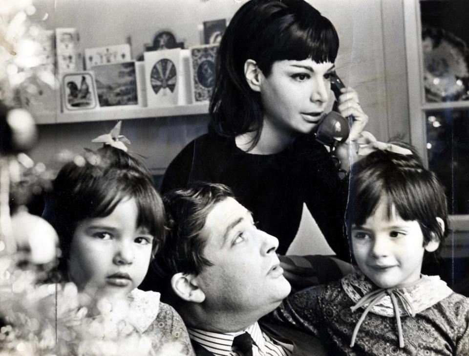 Nigella Lawson with her father, Nigel, mother, Vanessa, and sister, Thomasina, at home in 1965.