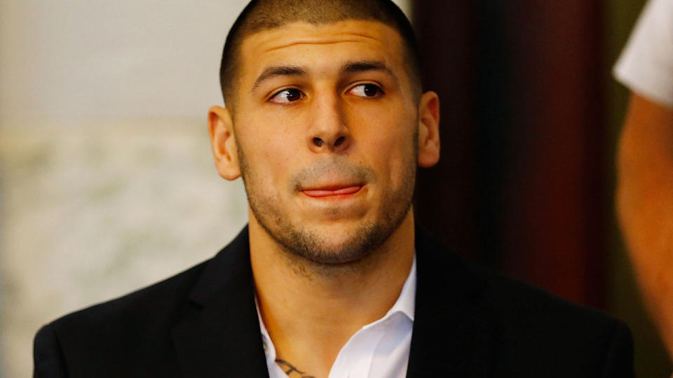 Aaron Hernandez in court in 2013. (Photo by Jared Wickerham/Getty Images)