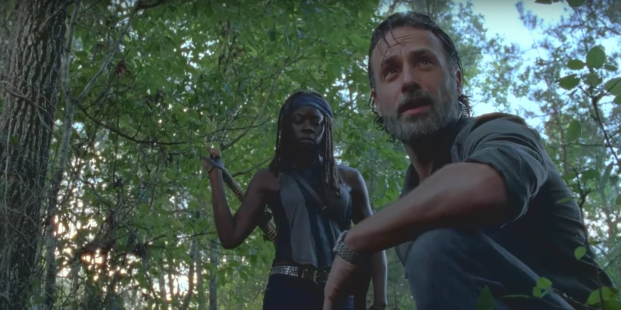 rick and michonne in the walking dead