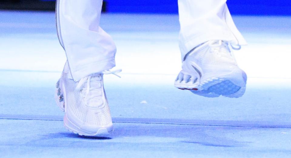 A closer look at Biles' shoes. 