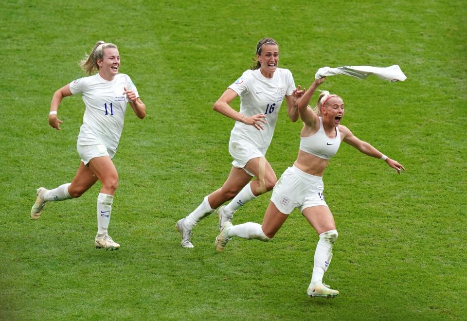 There were no shirt round the head celebrations but Chloe Kelly’s goal was just as important (PA)